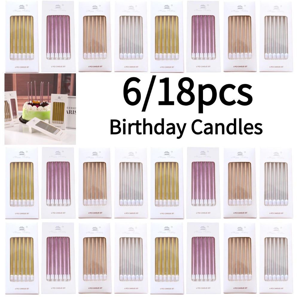 Supplies Of Candle - 6/18pcs Metal Gold Silver Birthday Candles