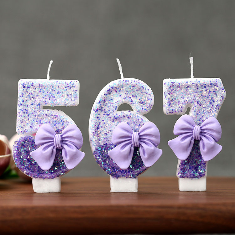 Supplies Of Candle - Creative Glitter Gradual Purple Bow 0-9