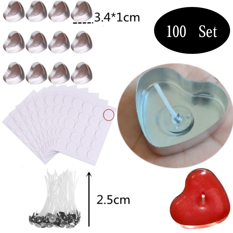 100 Sets Heart shaped Empty Al - Candle Supplies In Bulk review and price