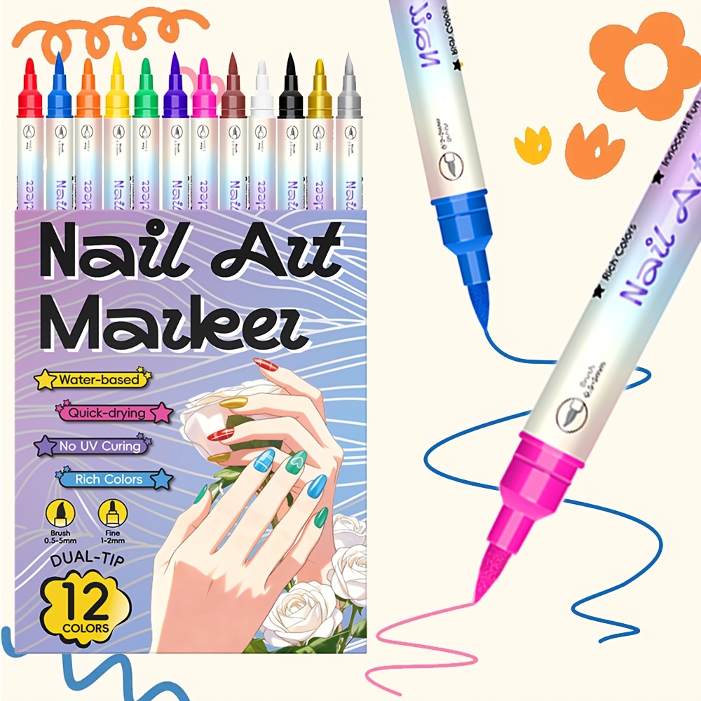 12 Colors Nail Art Pen Set 24  - Copic Marker Sketch review and price
