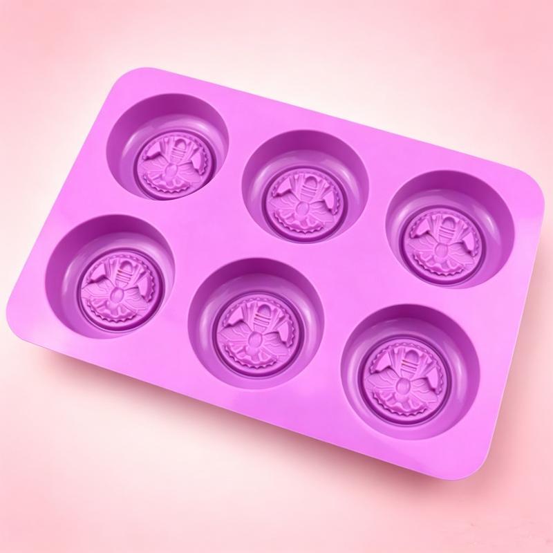 Bees Print Round 6 Cavity Sili - Candle Supplies For Business review and price