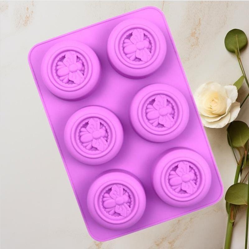 Bees Print Round 6 Cavity Sili - Candle Supplies For Business review and price